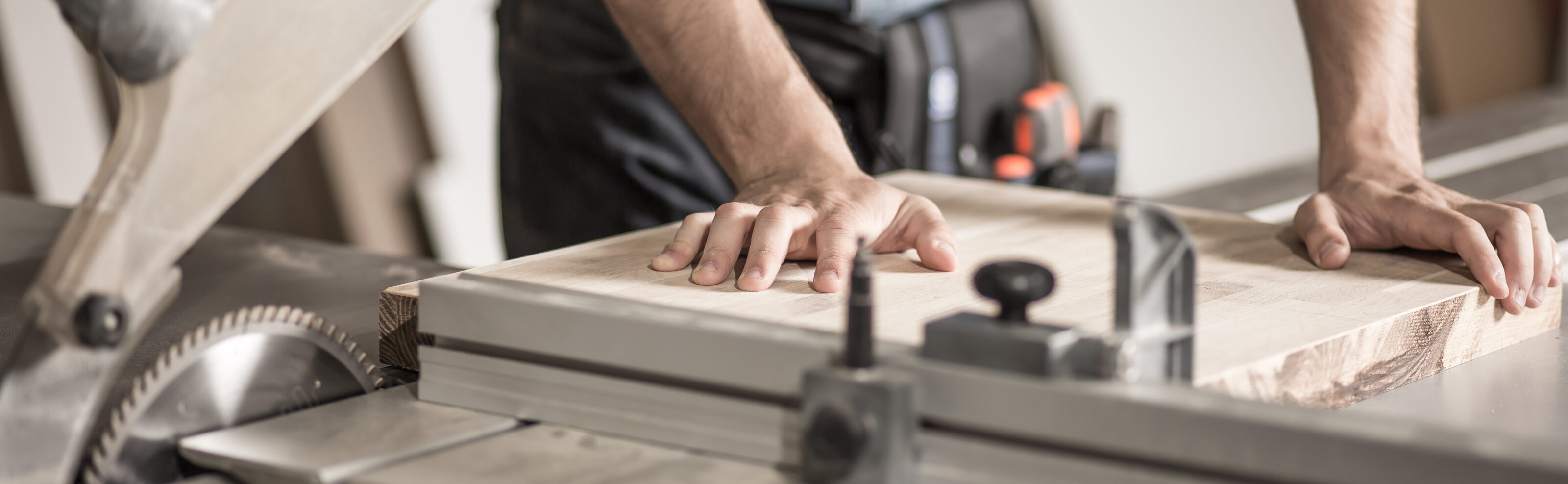 Cutting a piece of wood